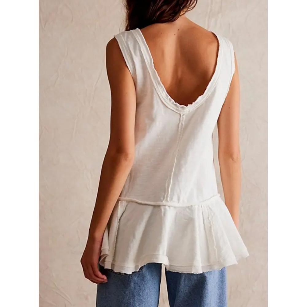 We The Free White Sleeveless Tiered Tank Top - Picture 2 of 13